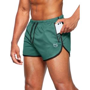 imageG Gradual Mens Running Shorts 3 Inch Quick Dry Gym Athletic Jogging Shorts with Zipper PocketsGreen