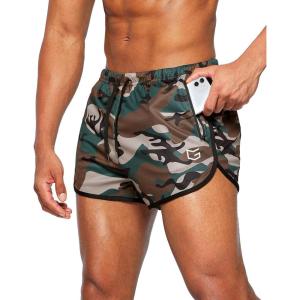 imageG Gradual Mens Running Shorts 3 Inch Quick Dry Gym Athletic Jogging Shorts with Zipper PocketsGreen Camo
