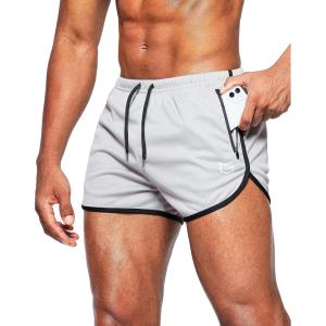 imageG Gradual Mens Running Shorts 3 Inch Quick Dry Gym Athletic Jogging Shorts with Zipper PocketsLight Gray