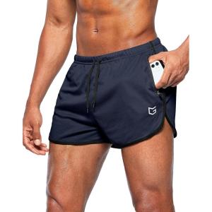 imageG Gradual Mens Running Shorts 3 Inch Quick Dry Gym Athletic Jogging Shorts with Zipper PocketsNavy