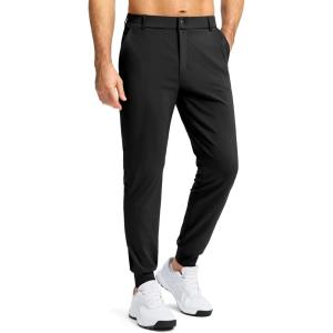 imageG Gradual Mens Stretch Golf Joggers with 3 Pockets Slim Fit Sweatpants Work Dress Casual Pants for Men with Belt LoopsBlack