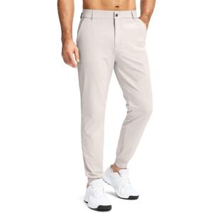 imageG Gradual Mens Stretch Golf Joggers with 3 Pockets Slim Fit Sweatpants Work Dress Casual Pants for Men with Belt LoopsBone