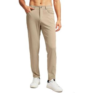 imageG Gradual Mens Stretch Golf Pants with 6 Pockets Slim Fit Dress Pants for Men Travel Casual WorkLight Khaki