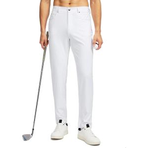 imageG Gradual Mens Stretch Golf Pants with 6 Pockets Slim Fit Dress Pants for Men Travel Casual WorkWhite