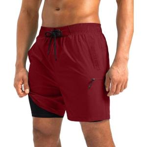 imageG Gradual Mens Swim Trunks with Compression Liner 5 inch Inseam Quick Dry Bathing Suits with Zipper PocketNo Thigh ChafingSavanah