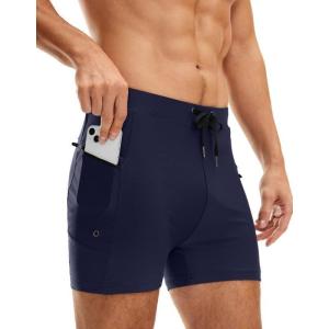 imageG Gradual Mens Swimsuit Trunks with Zipper Pockets Quick Dry Swimwear Bathing Suit Swim Briefs Board Shorts for MenNavy