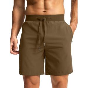 imageG Gradual Mens Workout Shorts with Zipper Pockets 7 Lightweight Quick Dry Athletic Gym Running Shorts for MenZbrown