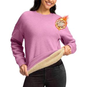 imageG Gradual Sherpa Sweatshirt for Women Fleece Sweatshirts Crewneck Pullover Warm Sweaters for WinterHeather Pink Grey