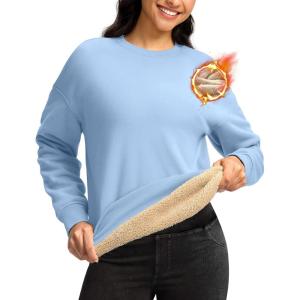 imageG Gradual Sherpa Sweatshirt for Women Fleece Sweatshirts Crewneck Pullover Warm Sweaters for WinterLight Blue