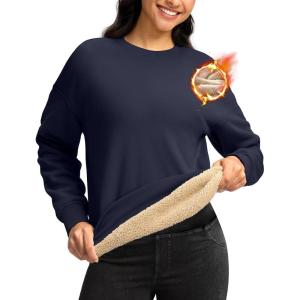 imageG Gradual Sherpa Sweatshirt for Women Fleece Sweatshirts Crewneck Pullover Warm Sweaters for WinterNavy