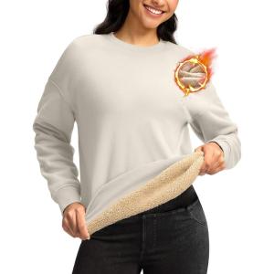 imageG Gradual Sherpa Sweatshirt for Women Fleece Sweatshirts Crewneck Pullover Warm Sweaters for WinterOffwhite