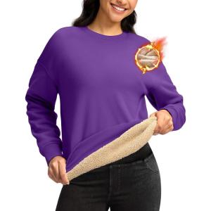 imageG Gradual Sherpa Sweatshirt for Women Fleece Sweatshirts Crewneck Pullover Warm Sweaters for WinterPurple