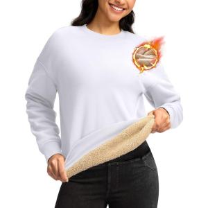 imageG Gradual Sherpa Sweatshirt for Women Fleece Sweatshirts Crewneck Pullover Warm Sweaters for WinterWhite