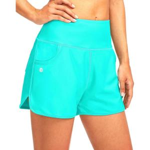 imageG Gradual Womens 3quot High Waisted Swim Board Shorts with Pockets Quick Dry Swimsuit Bottoms Bathing Suit for Women with LinerCyan