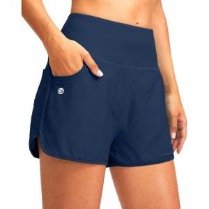 imageG Gradual Womens 3quot High Waisted Swim Board Shorts with Pockets Quick Dry Swimsuit Bottoms Bathing Suit for Women with LinerDark Blue