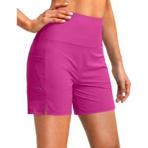 imageG Gradual Womens 5quot High Waisted Swim Board Shorts with Phone Pockets UPF 50 Quick Dry Beach Shorts for Women with LinerPlum