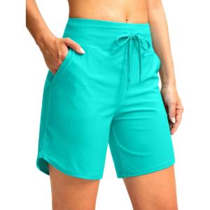 imageG Gradual Womens 7quot High Waisted Swim Board Shorts with Pockets Quick Dry Beach Swimming Shorts for Women with LinerAqua