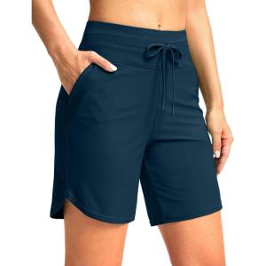 imageG Gradual Womens 7quot High Waisted Swim Board Shorts with Pockets Quick Dry Beach Swimming Shorts for Women with LinerDark Blue