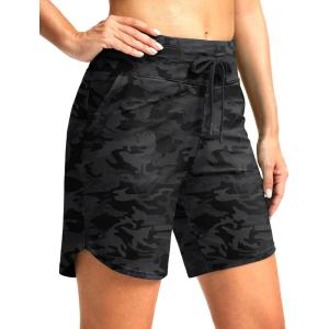 imageG Gradual Womens 7quot High Waisted Swim Board Shorts with Pockets Quick Dry Beach Swimming Shorts for Women with LinerGrey Camo