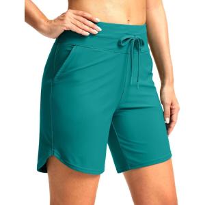 imageG Gradual Womens 7quot High Waisted Swim Board Shorts with Pockets Quick Dry Beach Swimming Shorts for Women with LinerLake Blue