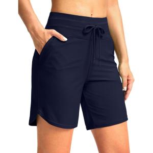 imageG Gradual Womens 7quot High Waisted Swim Board Shorts with Pockets Quick Dry Beach Swimming Shorts for Women with LinerNavy
