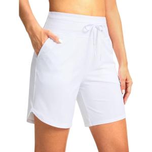 imageG Gradual Womens 7quot High Waisted Swim Board Shorts with Pockets Quick Dry Beach Swimming Shorts for Women with LinerWhite