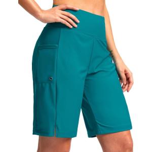 imageG Gradual Womens 9quot Long Swim Board Shorts with Pockets High Waisted Knee Length Beach Swimming Shorts for Women with LinerLake Blue