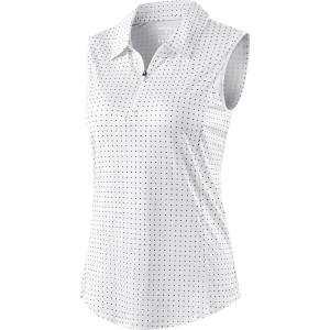 imageG Gradual Womens Golf Shirts Lightweight 14 Zip Collared Tank Top Sleeveless Polo Shirts for Tennis Pickleball CasualBlack Dot