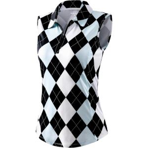imageG Gradual Womens Golf Shirts Lightweight 14 Zip Collared Tank Top Sleeveless Polo Shirts for Tennis Pickleball CasualGrey Argyle