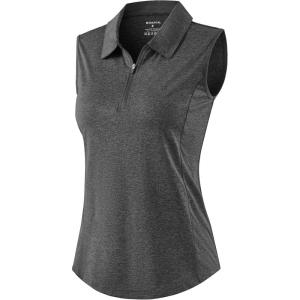 imageG Gradual Womens Golf Shirts Lightweight 14 Zip Collared Tank Top Sleeveless Polo Shirts for Tennis Pickleball CasualHeather Charcoal Grey