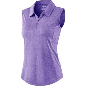 imageG Gradual Womens Golf Shirts Lightweight 14 Zip Collared Tank Top Sleeveless Polo Shirts for Tennis Pickleball CasualHeather Dark Purple