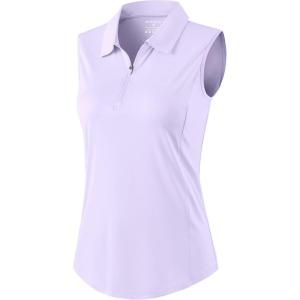 imageG Gradual Womens Golf Shirts Lightweight 14 Zip Collared Tank Top Sleeveless Polo Shirts for Tennis Pickleball CasualHeather Light Purple