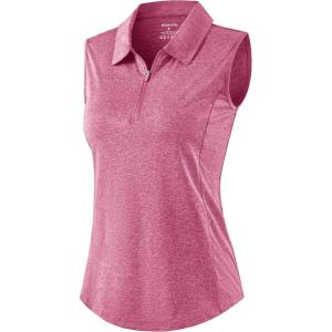 imageG Gradual Womens Golf Shirts Lightweight 14 Zip Collared Tank Top Sleeveless Polo Shirts for Tennis Pickleball CasualHeather Light Rose
