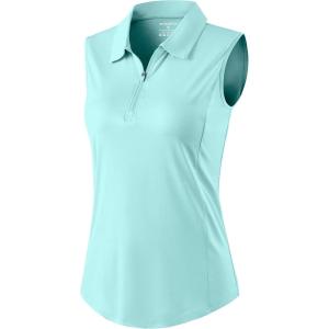 imageG Gradual Womens Golf Shirts Lightweight 14 Zip Collared Tank Top Sleeveless Polo Shirts for Tennis Pickleball CasualHeather Sky Blue
