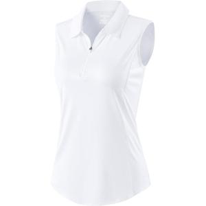 imageG Gradual Womens Golf Shirts Lightweight 14 Zip Collared Tank Top Sleeveless Polo Shirts for Tennis Pickleball CasualHeather White