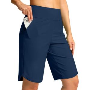 imageG Gradual Womens High Waisted Swim Board Shorts 11quot Knee Length Beach Swimming Long Shorts for Women with Pockets LinerDark Blue