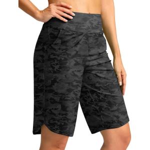 imageG Gradual Womens High Waisted Swim Board Shorts 11quot Knee Length Beach Swimming Long Shorts for Women with Pockets LinerGrey Camo