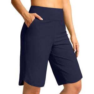 imageG Gradual Womens High Waisted Swim Board Shorts 11quot Knee Length Beach Swimming Long Shorts for Women with Pockets LinerNavy
