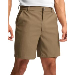 imageMens Golf Dress Shorts 7quot 9quot Stretch Casual Work Flat Front Shorts for Men with 3 Pockets Quick DryDark Khaki