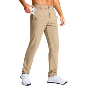 imageMens Golf Pants  30quot32quot34quot Slim Fit Stretch Lightweight Dress Pants for Men with Zipper Pockets Casual WorkLight Khaki