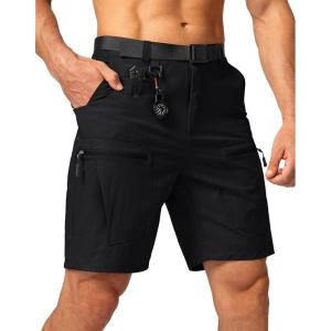 imageMens Hiking Cargo Shorts Stretch Quick Dry Outdoor Tactical Shorts for Men with Multi Pocket for Fishing CasualBlack
