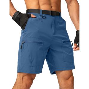 imageMens Hiking Cargo Shorts Stretch Quick Dry Outdoor Tactical Shorts for Men with Multi Pocket for Fishing CasualBlue