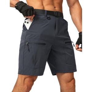 imageMens Hiking Cargo Shorts Stretch Quick Dry Outdoor Tactical Shorts for Men with Multi Pocket for Fishing CasualDark Gray