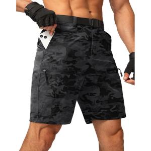 imageMens Hiking Cargo Shorts Stretch Quick Dry Outdoor Tactical Shorts for Men with Multi Pocket for Fishing CasualGray Camo