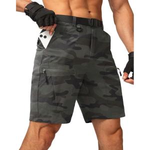 imageMens Hiking Cargo Shorts Stretch Quick Dry Outdoor Tactical Shorts for Men with Multi Pocket for Fishing CasualGreen Camo