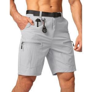 imageMens Hiking Cargo Shorts Stretch Quick Dry Outdoor Tactical Shorts for Men with Multi Pocket for Fishing CasualLight Grey