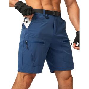 imageMens Hiking Cargo Shorts Stretch Quick Dry Outdoor Tactical Shorts for Men with Multi Pocket for Fishing CasualLyons Blue