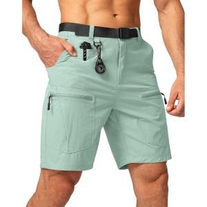 imageMens Hiking Cargo Shorts Stretch Quick Dry Outdoor Tactical Shorts for Men with Multi Pocket for Fishing CasualMint Green