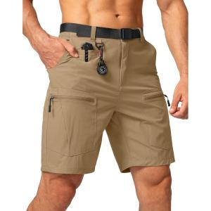 imageMens Hiking Cargo Shorts Stretch Quick Dry Outdoor Tactical Shorts for Men with Multi Pocket for Fishing CasualMud