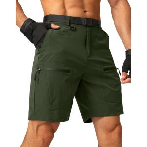 imageMens Hiking Cargo Shorts Stretch Quick Dry Outdoor Tactical Shorts for Men with Multi Pocket for Fishing CasualOlive